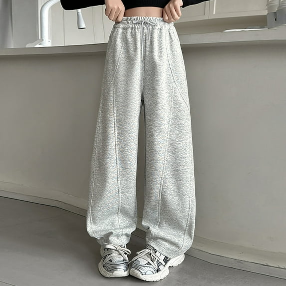 Hauaitttt Womens Wide Leg Sweatpants High Waisted Baggy Pants Fashion Teen Girl Drawstring Athletic Joggers Petite Sweatpants for Women Stretch Pants for Women Work Casual plus Size Women's Pants