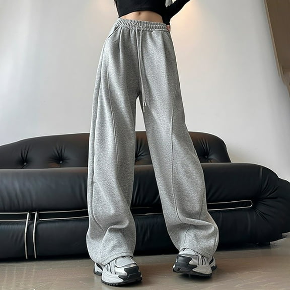 Hauaitttt Womens Wide Leg Sweatpants High Waisted Baggy Pants Fashion Teen Girl Drawstring Athletic Joggers Teen Pants Casual Pants for Women for Work Very Soft Dress Pants for Women Business Casual