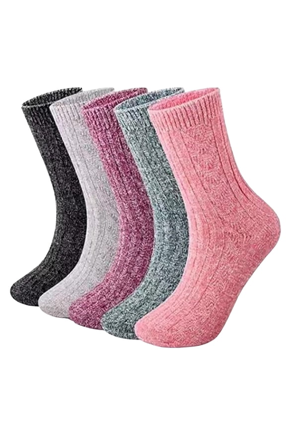 Womens Wool Socks 5 Pairs Winter Warm Socks Thick Knit Wool Soft Vintage Casual Crew Socks for Women Stoking Refined Knits Mint Fishnet Tights Womens Stockings Extra Large Fishnet Christmas