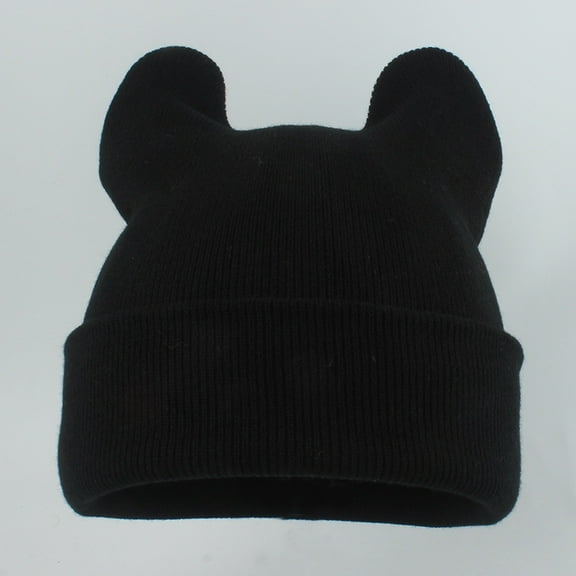 Hauaitttt Woolen Hat Women's Knitted Woolen Hat Cute Cat Ears Winter Warm Knitted Big Ears Crochet Skiing Cycling Outdoor Earmuffs Cold Weather Hats Hat to Cover Ears Aka Winter Hat Mens Hat And