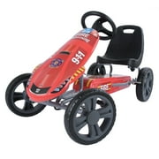 Hauck Speedster Pedal Go Kart w/ Adjustable Bucket Seat for Kids Ages 4 to 8, Fire Rescue
