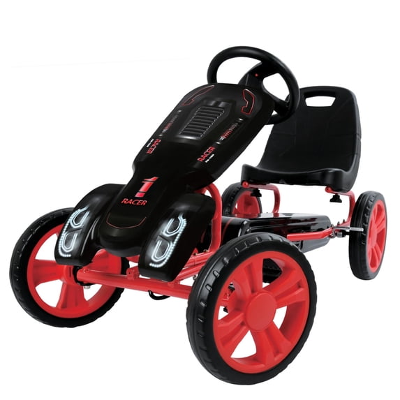 hauck Speedster Pedal Go Kart w/ Adjustable Bucket Seat for Kids Ages 4 to 8, Black/Red