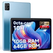 10.1 Inch Octa-Core Processor Tablets, 64GB ROM 10GB RAM 512GB Expand,6000mAh Battery,Wi-Fi,BT 5.0,Dual Camera,GMS,Blue
