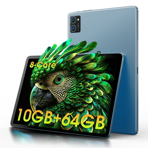 10.1 Inch Tablets Android 14 Tablet,Octa-Core Processor,64GB ROM 10GB RAM 512GB Expand,6000mAh Battery,Wi-Fi,BT 5.0,Dual Camera,GMS,Blue