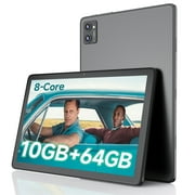 10.1 Inch Tablets Android 14 Tablet,Octa-Core Processor,64GB ROM 10GB RAM 512GB Expand,6000mAh Battery,Wi-Fi,BT 5.0,Dual Camera,GMS,Gray