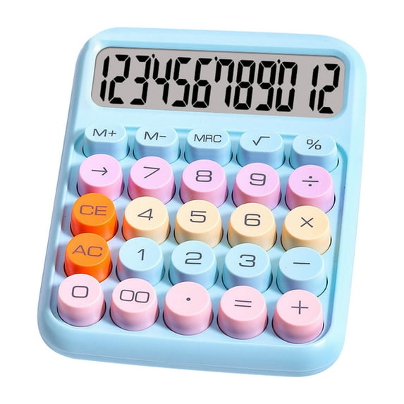 HauiWeiLyai Colorful Candy Calculator, Cute Typewriter-Inspired Mechanical Key, Round-Key Design with Large Screen for Office School Home