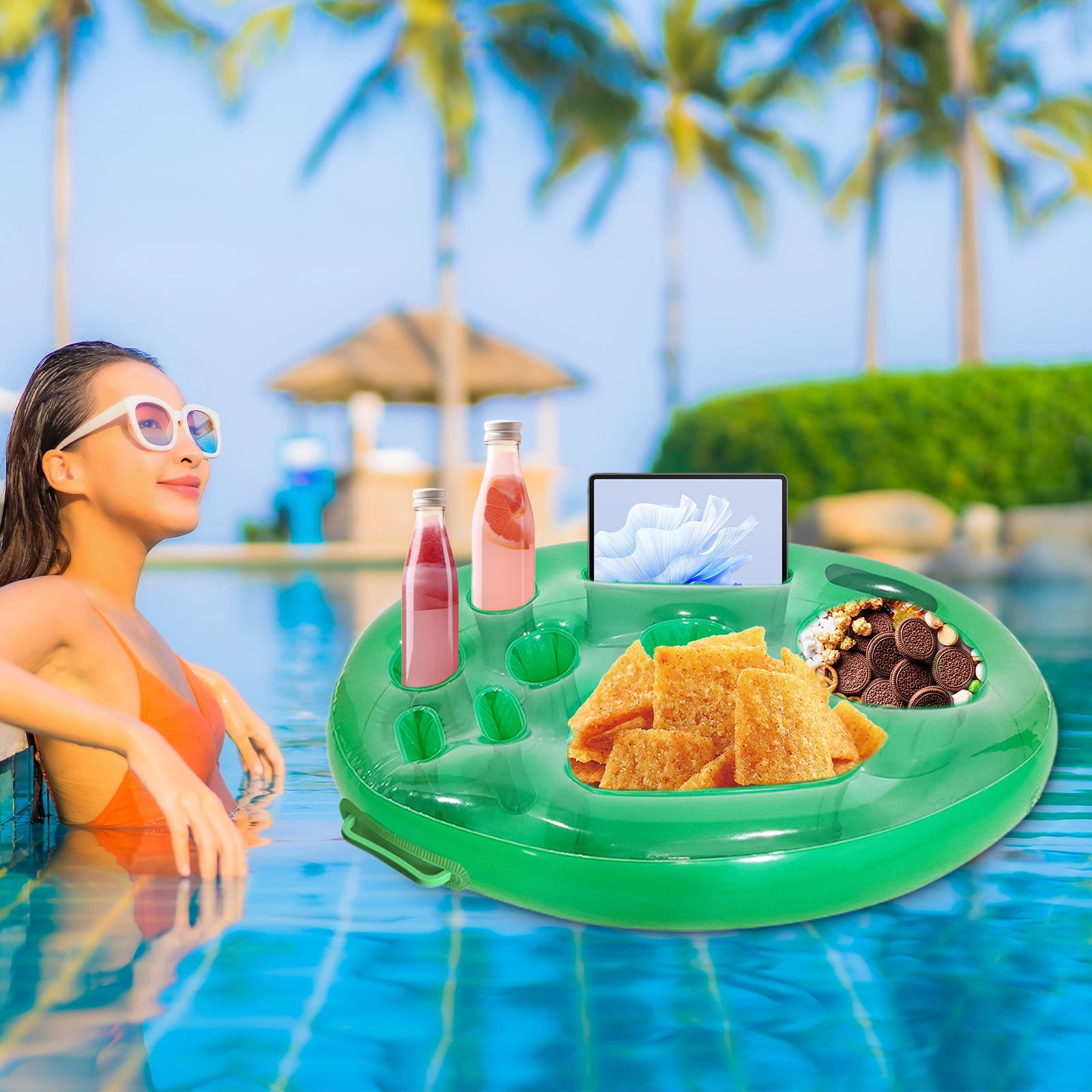 HauiWeiLyai Floating Table for Pool Floating Drink Holder for Pool Summer Inflatable Pool Float Beer Drinking Cooler Table Bar Tray Beach Swimming