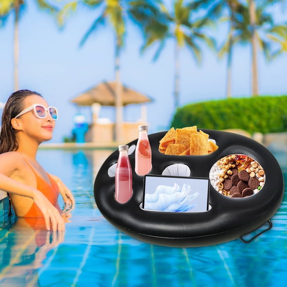 HauiWeiLyai Floating Table for Pool, Floating Drink Holder for Pool, Summer Inflatable Pool Float Beer Drinking Cooler Table Bar Tray Beach Swimming Ring Party Bucket Cup Holder for Swimming Pool
