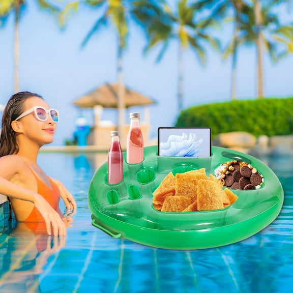 HauiWeiLyai Floating Table for Pool, Floating Drink Holder for Pool, Summer Inflatable Pool Float Beer Drinking Cooler Table Bar Tray Beach Swimming Ring Party Bucket Cup Holder for Swimming Pool