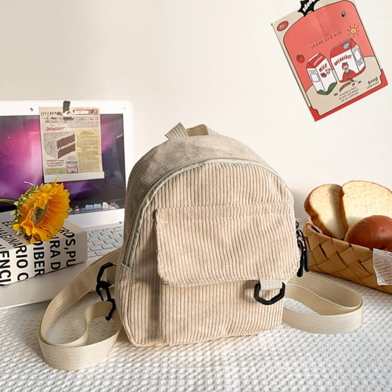 HauiWeiLyai Mini Corduroy Backpack Purse Women Solid Small Backpack Tiny Corduroy Backpack Preppy Backpack Casual Daypack