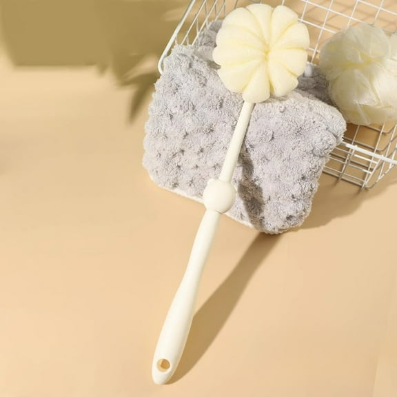 HauiWeiLyai 2-in-1 Good Bath Scrubbing Tool Bath Brush Long Handle Soft Hair Brush Bath Towel Shower Ball Powerful Back Rub Shower Brush