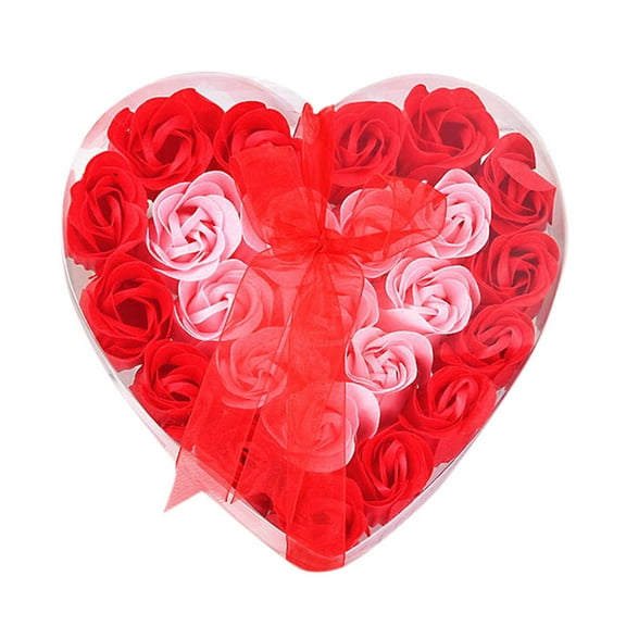 Hauiodp 24Pcs Heart Scented Bath Body Rose Flower Soap Wedding Decoration Gift RD