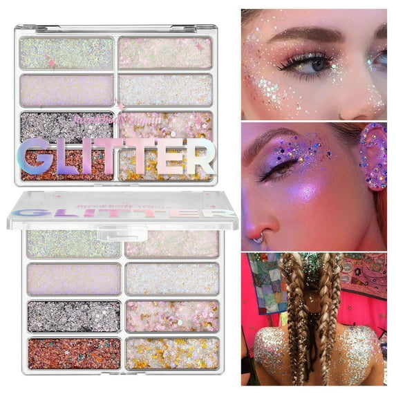 Hauiodp 8 Colors Face Body Glitter Holographic Changing Sparkling Mermaid Sequins For Women Girls Music Festival Party Makeup