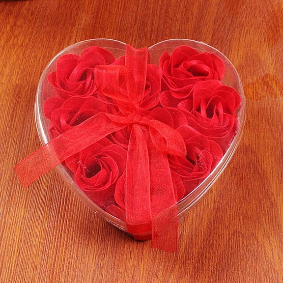 Hauiodp 9Pcs Heart Scented Bath Body Rose Flower Soap Wedding Decoration Gift