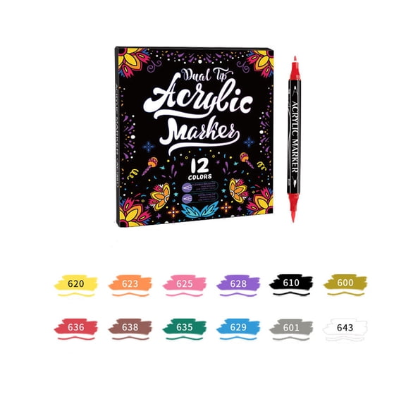 Hauiodp Acrylic Paint Markers 12/24/36 Colors Waterproof Opaque Acrylic Pens for DIY Art Nail Painting Painting 12ml
