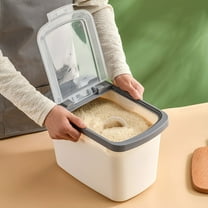 Hauiodp Airtight Flour Storage Container, Plastic Grain Storage Bucket, Rice Cereal Dispenser Organizer Box with Lid, Cat Dog Food Storage Bin with Measuring Cup, Large Capacity Storage Bins