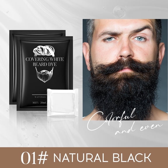 Hauiodp Beard Dyes Cream Sachets Set 10 Packs Beard Coloring Cream For Men Natural Black Dark Brown Light Brown Use Beard Color Kit 200ml
