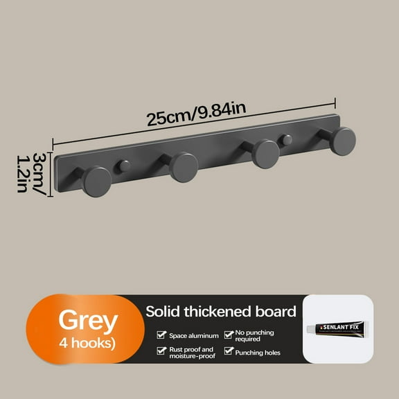 Hauiodp Coat Rack Wall Mounted, Heavy Duty Coat Hanger, Utility Kitchen Towel Holder, Hook Rail with Round Hangers, Stainless Steel Door Hooks for Hanging Hat, Towels, Clothes