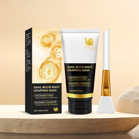 Hauiodp Deep Moisturizing And Firming Night Wrapping Tear Pull Snail Secretion Filtrate Facial Mask 75g Including Brush