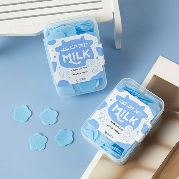Hauiodp Disposable Milk Soap Tablets Portable Soap Paper Portable Hand Washing Tablets