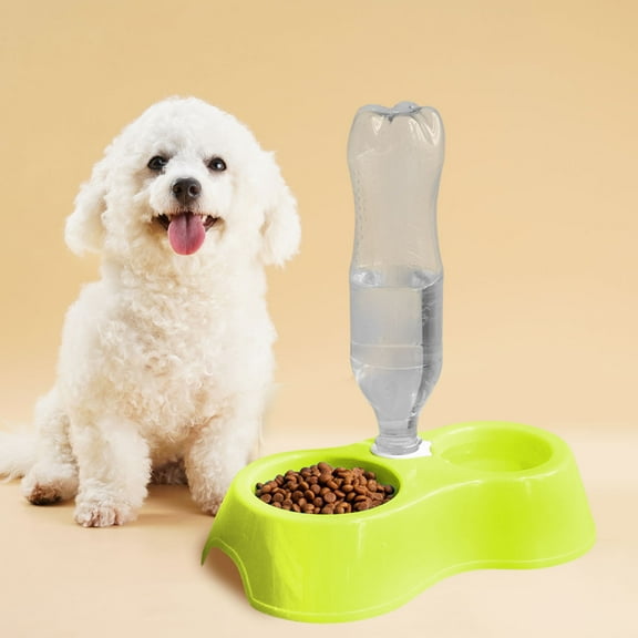 Hauiodp Double Cats Dogs Bowls, Automatic Water & Food Feeder, Pet Automatic Water Feeder with Water Bottle, Whisker-Friendly Elevated Dishes for Small Cats & Puppies