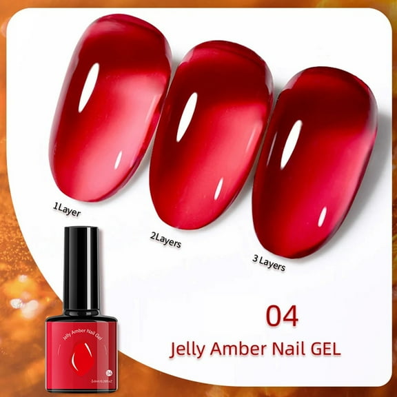 Hauiodp Fall Gel Nail Polish Set – Amber Chic Jelly Gel Polish with Blooming Gel for Marble Effects, 6 Colors Yellow Red Brown Gray Translucent Soak Off UV LED Autumn Nail Art