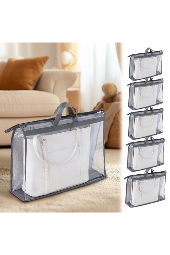Hanging Dust Cover Bag for Handbags, Dust Bags for Handbags, Clear Handbag Storage Organizer for Closet, Large Transparent Tote Bag with Zipper for Gym Concert Sports Festivals