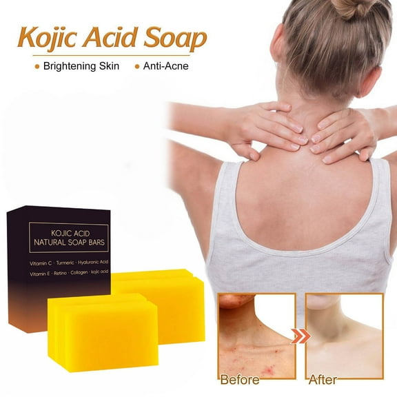 Hauiodp KojicAcid Turmeric Soap- Cleansing AntiAcne Soothing Foaming Net Naturally Skin Care Net Gift 4pack