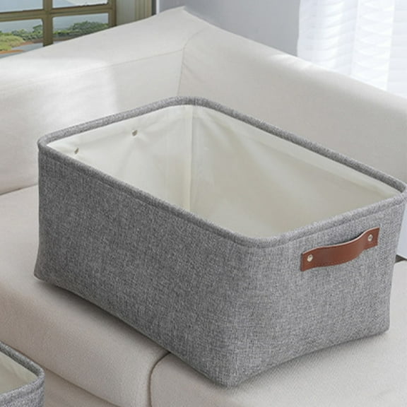 Hauiodp Large Storage Bins, Closet Organizers and Storage, Linen Trapezoid Storage Bins with Handles, Collapsible Shelf Organizer for Blanket, Towel, Clothes, Hats