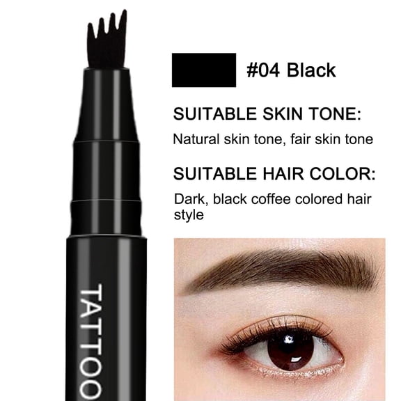 Hauiodp Microblade Brow Pen,4-Tip Microblade Brow Pen,Liquid Water Eyebrow Pencil 3D Simulation, Eyebrow Color Rendering, Natural Sweat Eyebrow Pencil, Four Colors