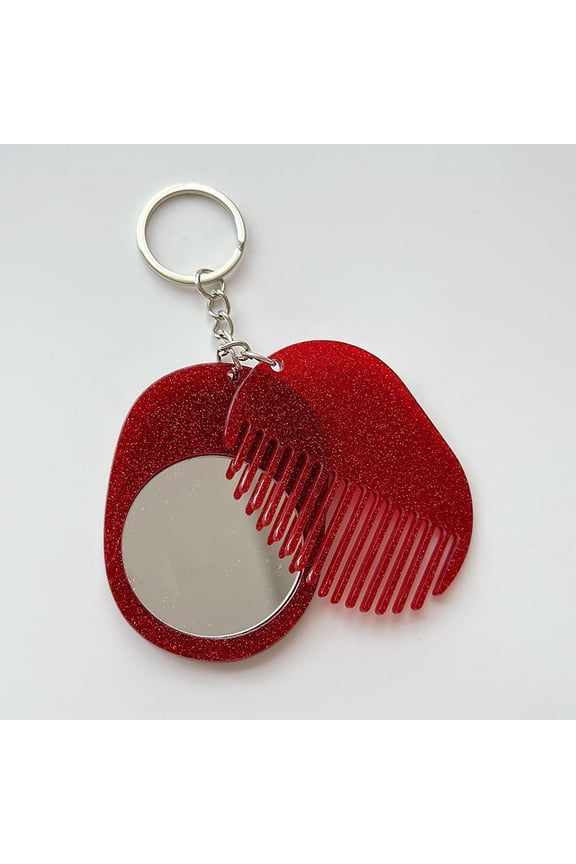 Multi Functional Mirror Comb Keychain Fashionable And Versatile Bag Key Pendant Portable Makeup Mirror Comb