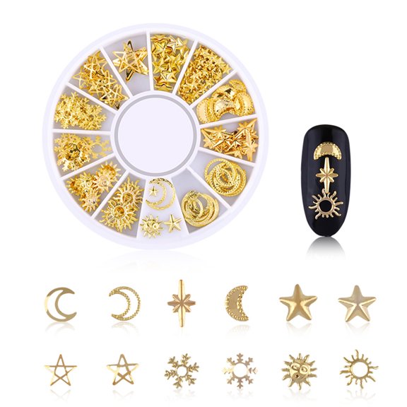 Hauiodp Nail Art Star And Hollow Alloy Nail Decoration Tips Decoration Manicure Wheel
