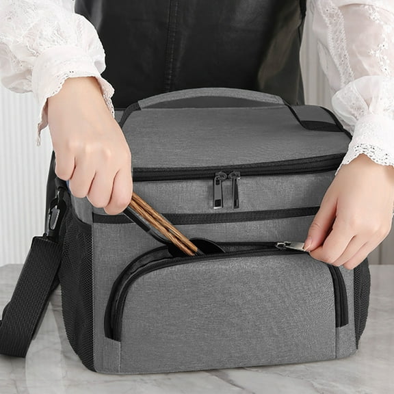 Hauiodp Reusable Water-resistant Lunch Box, Insulated Lunch Bag for Women/Men, Leakproof Lunch Cooler Bag with Adjustable Shoulder Strap, Ideal for Work, Picnic, Travel, School