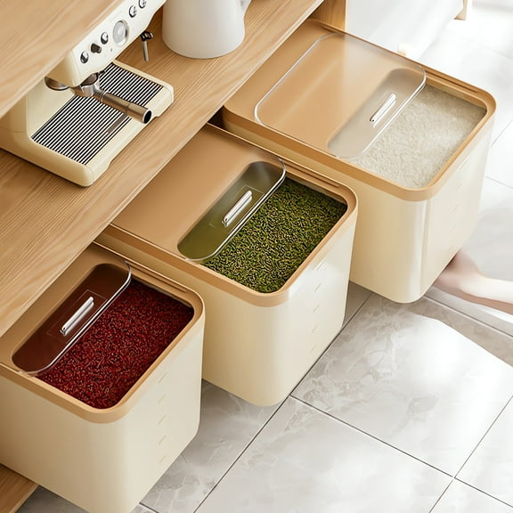 Hauiodp Rice Dispenser, Large Rice Cereal Storage Container, Dog Food Storage Container, Airtight Flour Grain Storage for Rice, Beans, Grains, Cereal Dry Food