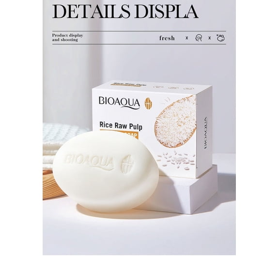 Hauiodp Rice Pulp Soap Bath Wash Face Bath Oil Hand Soap