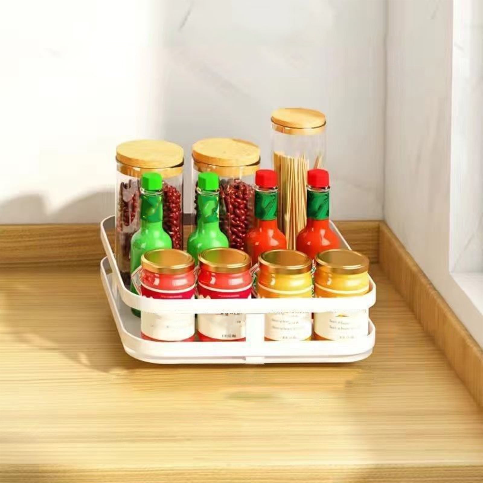 Hauiodp Rotating Spice Rack, Decorative Trays Storage Containers ...
