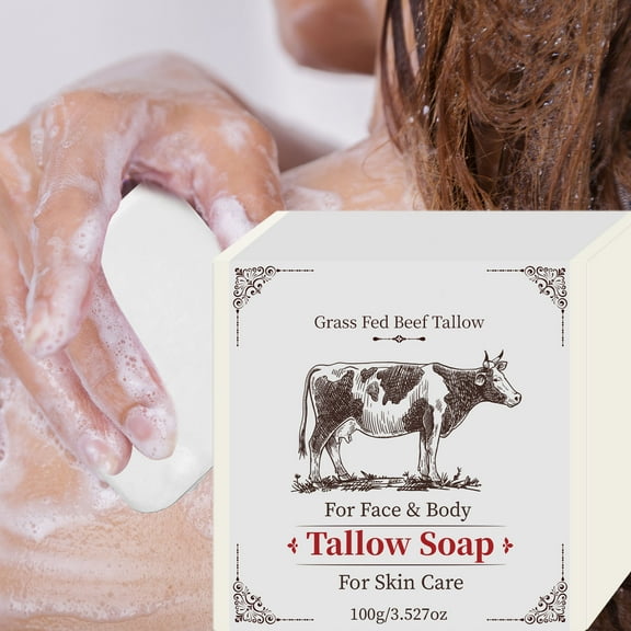 Hauiodp Tallow Soap 100 Natural Moisturizing Pasture-Raised Tallow Creamy Tallow Soap Nourish Dry Barrier