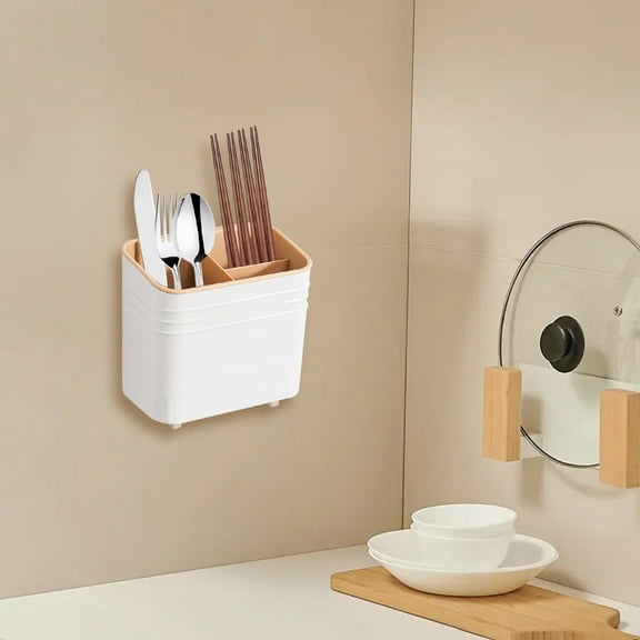 Hauiodp Utensil Holder, Kitchen Counter Sink Organizer, Cutlery Drying Rack with Wall Mount Self Adhesive, Plastic Cutlery Organizer for Spoons, Forks, Chopsticks