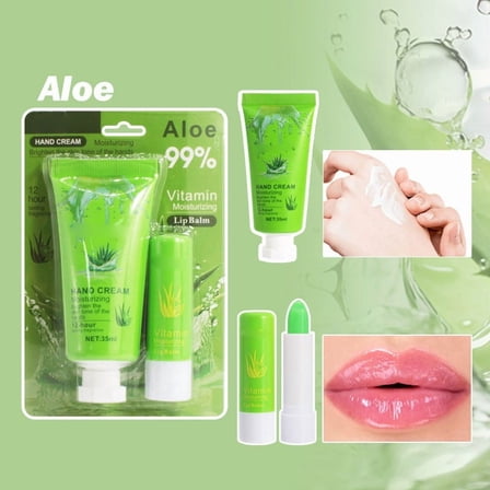 Hauiodp Winter Cracking Hand Cream Moisturizing And Moisturizing Aloe Plant Hand Cream Lipstick Set