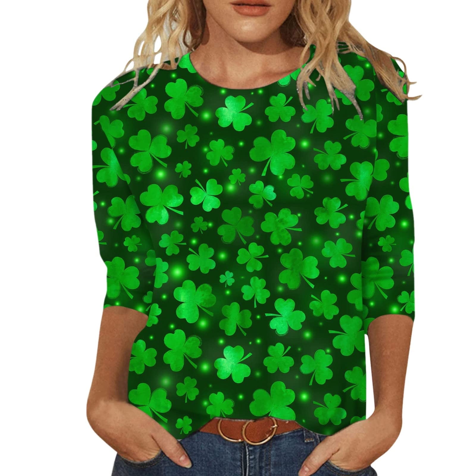 Hauiodp Women 3/4 Sleeve Tops St Patricks Day Shirts Women 2025 Walmart