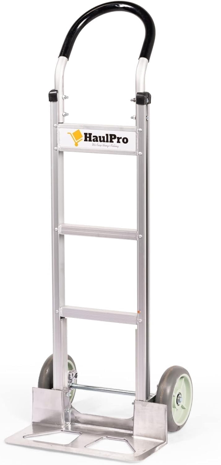 HaulPro Hand Truck 500-lb Capacity 2 Wheeler Dolly Cart, 17.75" x 9" Nose Plate