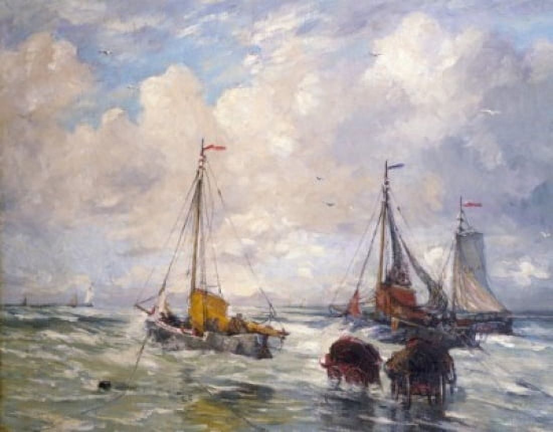 Hauling the Nets Mesdag Hendrik Willem (1831-1915Dutch) Canvas Art - Hendrik Willem (18 x 24)