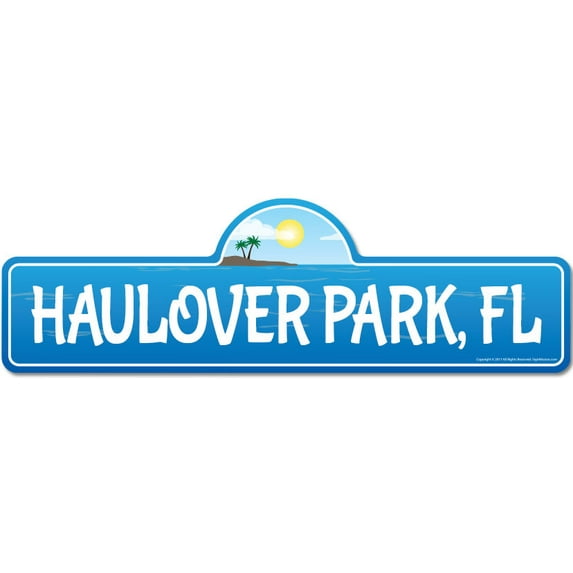 Haulover Park FL Florida Beach Street Sign | Indoor/Outdoor | Surfer Ocean Lover Décor For Beach House Garages Living Rooms Bedroom | Signmission Personalized Gift