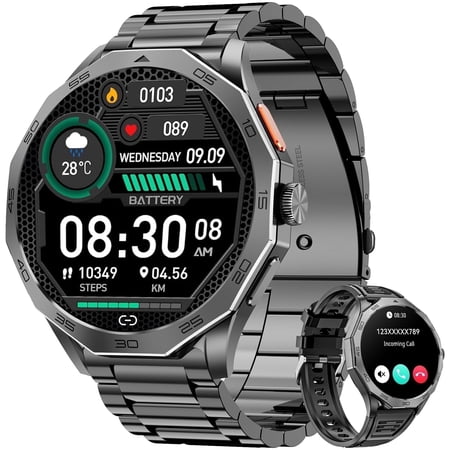 Haulvean 2025 New 1.85-inch Smart Watches for Men, Suitable for Android and Iphone Devices, with Answer/Make Calls/100 Sport Modes, Fitness Tracker Watches(Black)