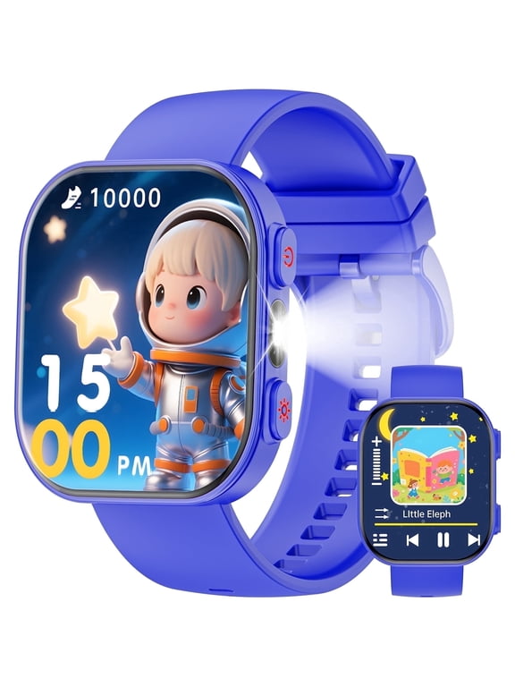 Smart Watch for Kids No APP No Phone Needed, 1.83" Fitness Tracker Watch Pedometer, IP68 Waterproof, Step Counter, Puzzle Games for Girls Boys Teens 5-12, Blue
