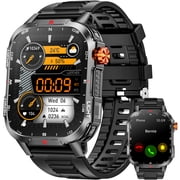 Haulvean Smart Watch for Men, 2.01-inch Military Smart Watch, fits for Android and Iphone Devices, with 1100mA/IP68 Waterproof/Answer/Make Calls/100+ Sport Modes Fitness Tracker Black