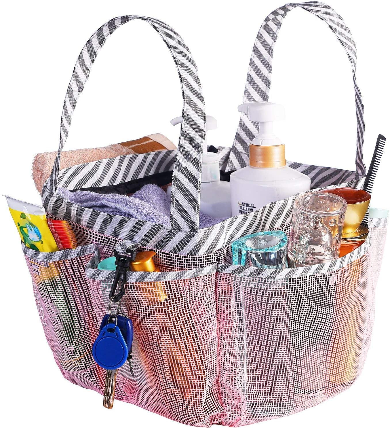 Haundry Portable Mesh Shower Caddy, 8 Basket Tote for Bathroom College