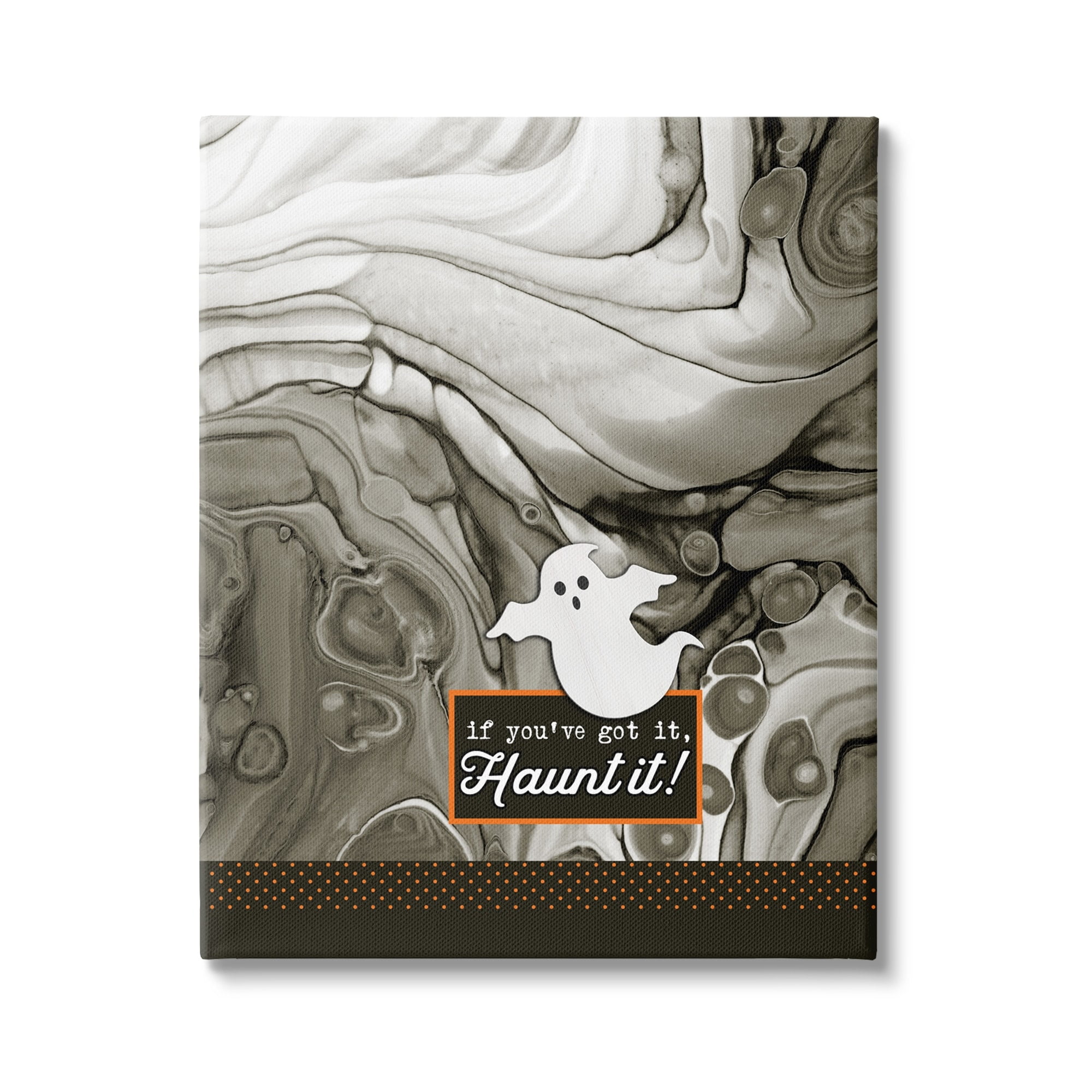 Haunt It Witty Ghost Saying Marbled Pattern Background Fairy Tales & Fantasy Graphic Art Gallery-Wrapped Canvas Print Wall Art