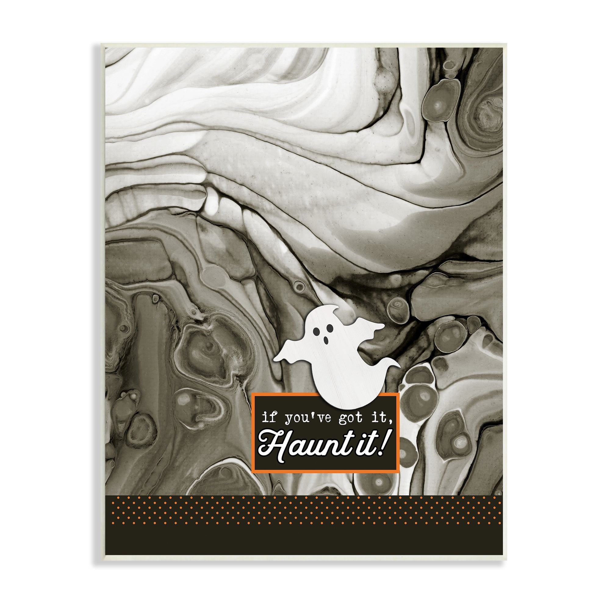Haunt It Witty Ghost Saying Marbled Pattern Background Fairy Tales & Fantasy Graphic Art Unframed Art Print Wall Art