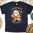 thumbnail image 1 of Haunt Mess Express Ghost T-Shirt | Funny Unisex Spooky Outfit, Navy, Size M, 1 of 6